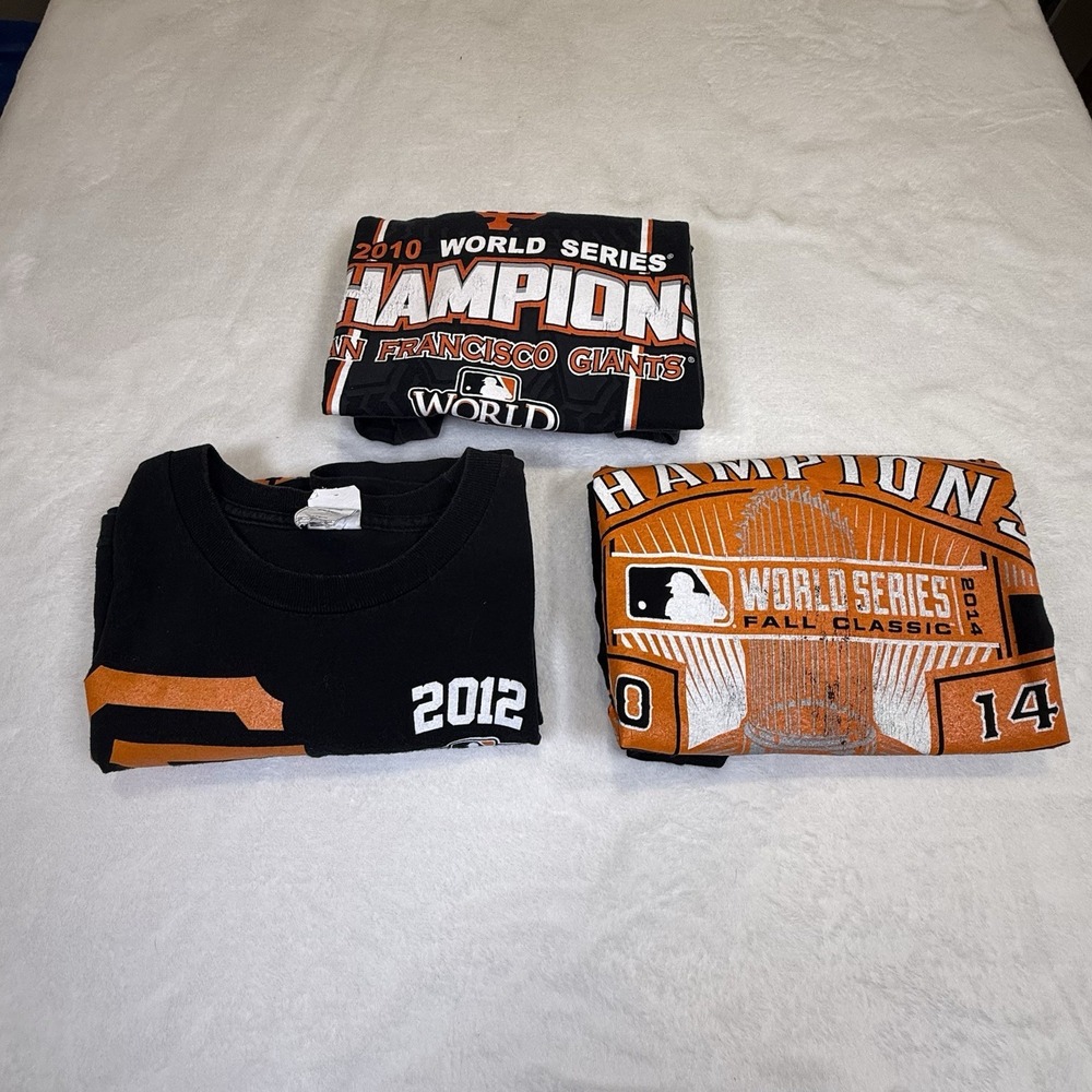 SF Giants World Series Champions Shirt Lot 2010 2012 2014 Alstyle Large MLB‎